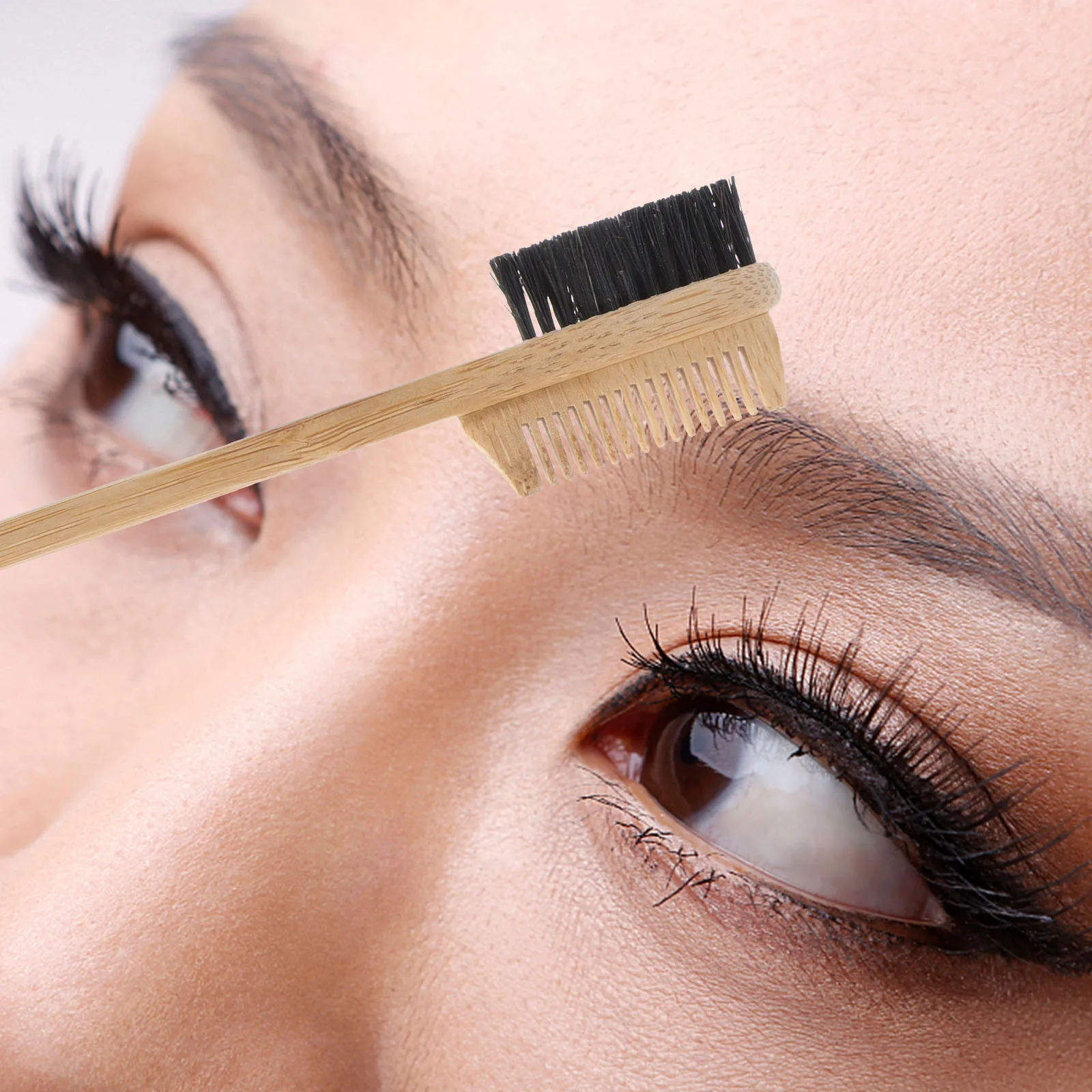 

1Pcs Eyebrow Brush Bamboo Multifunctional Eyelash Comb Lash Grooming Tool Dual Use Brow Styling Brush Gift