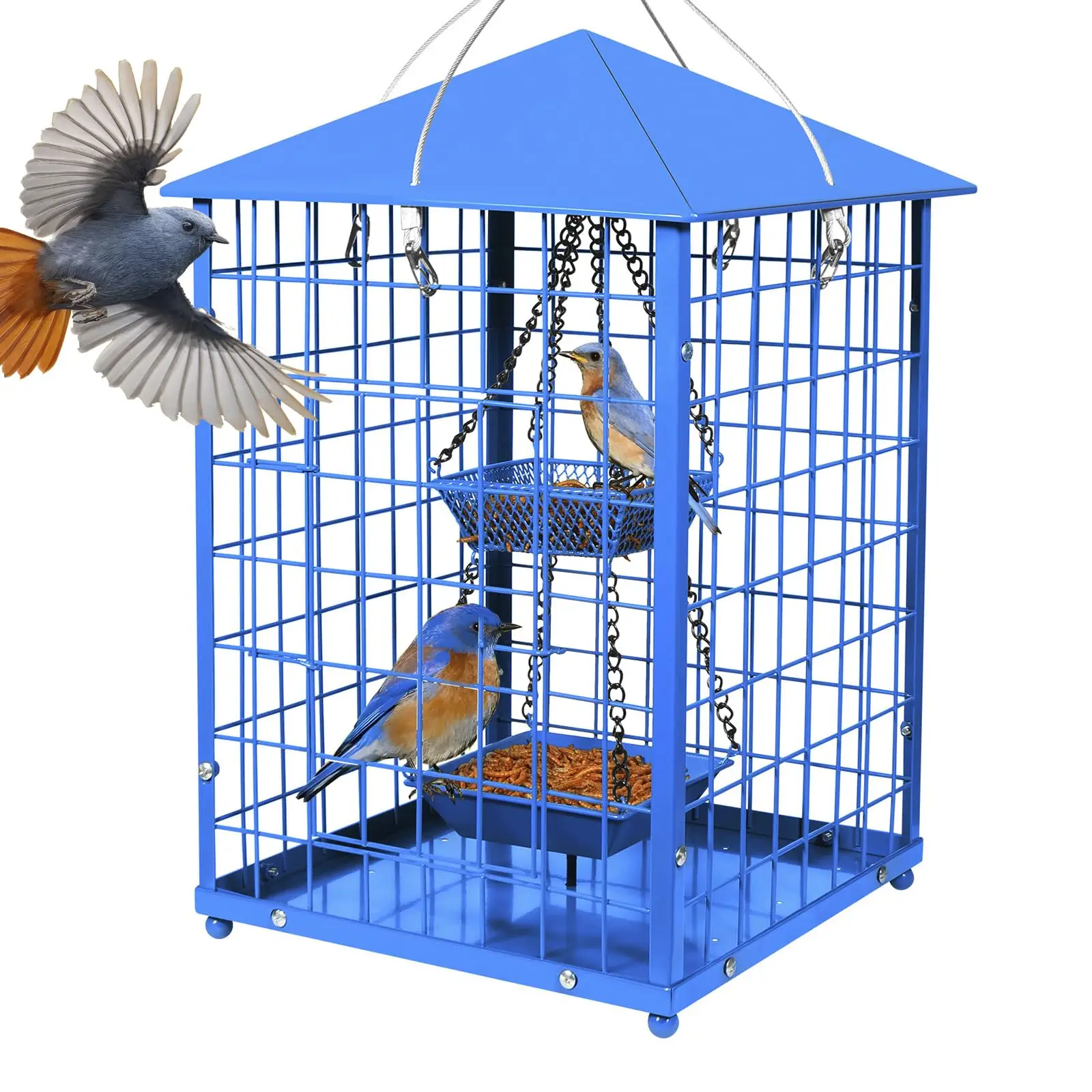 Bluebird metal huge cage mouse anti-bird feeder, DIY wild bird feeder outdoor hanging animal bird feeder