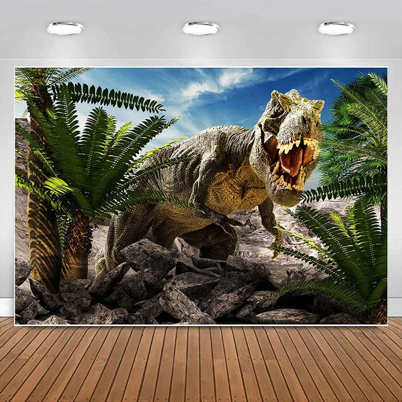 

Dinosaur World Park Party Backdrop Kids Tropical Jungle Photography Background Boy Birthday Rainforest Animal Decorations Banner