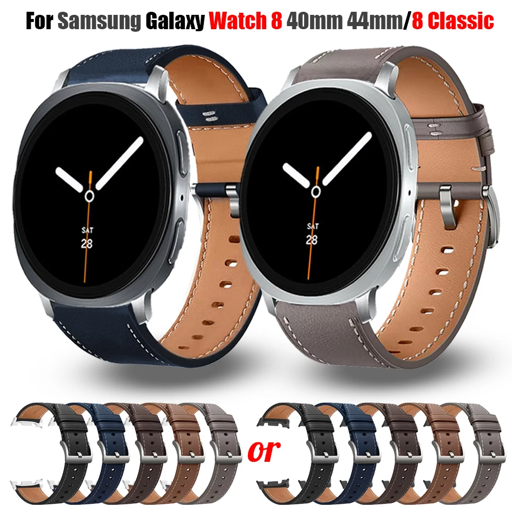 Leather Watch Strap For Samsung Galaxy Watch 8 40/44mm/ 8 Classic 46mm Adjustable Wrist Bands For Samsung Watch8 Bracelet 2029