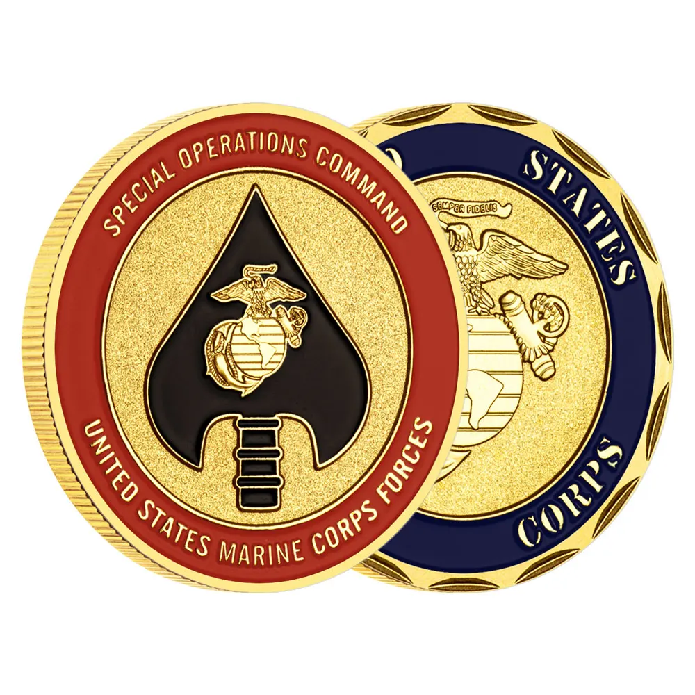 طلاء ذهبي لقوات مشاة البحرية الأمريكية، العمليات الخاصة، عملة تذكارية، هدية تذكارية قابلة للجمع