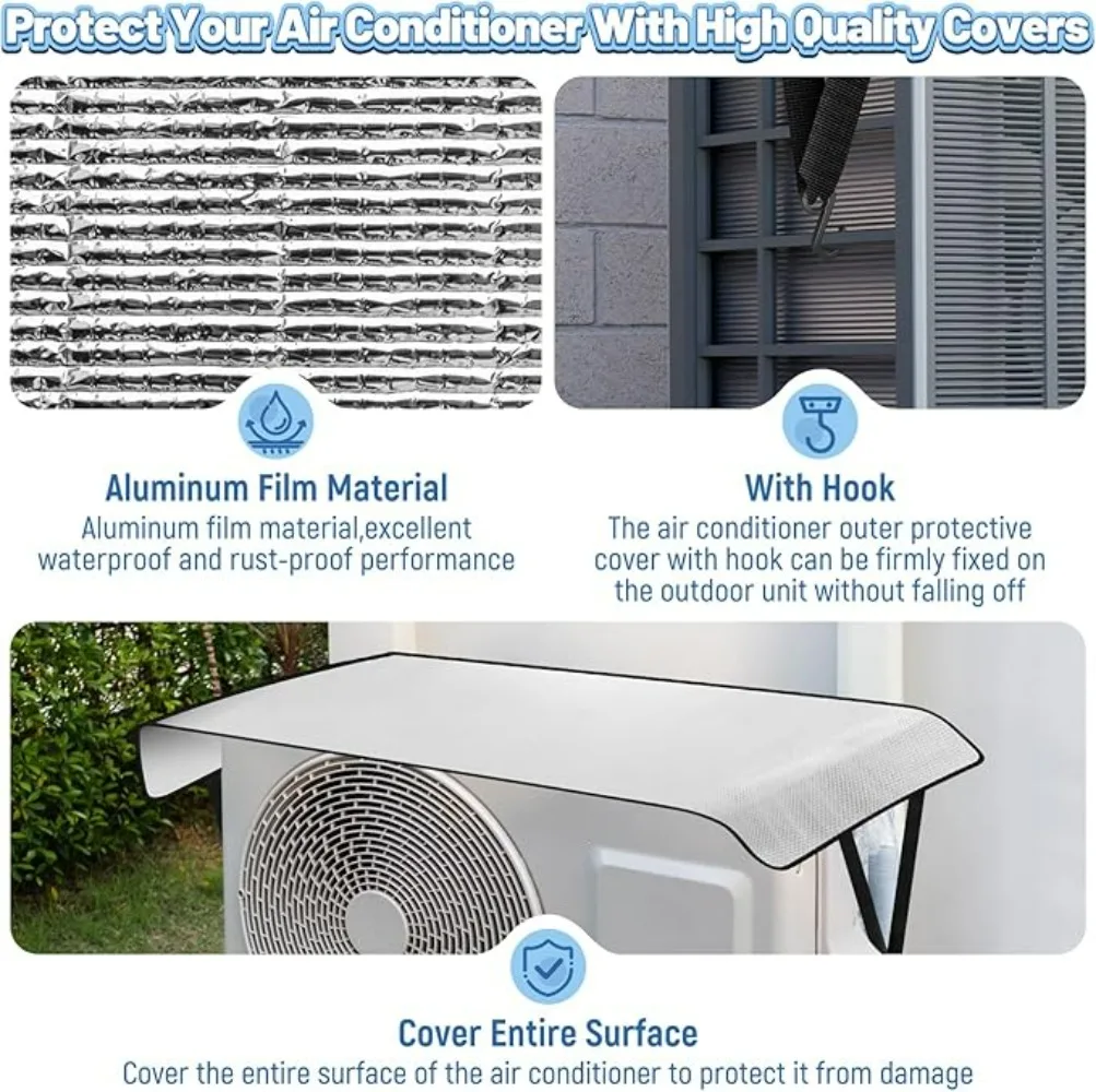 Outdoor Dustproof Air Conditioner Cover External Unit Insulation Board Protective Cover Aluminum Foil Energy-saving Sleeve view 6
