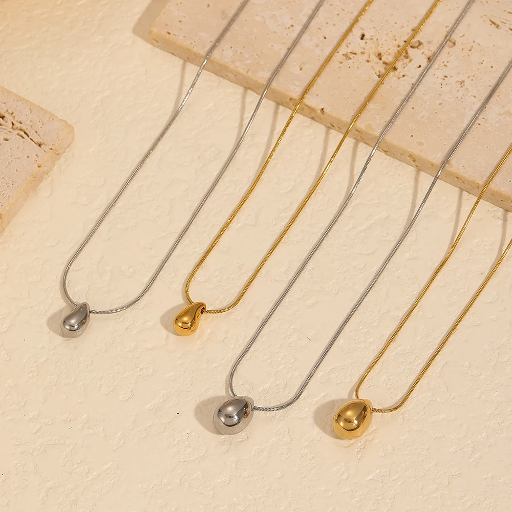 Fashion 316L Stainless Steel WaterDrop Necklace For Women Gold Color Snake Chain Party Jewelry