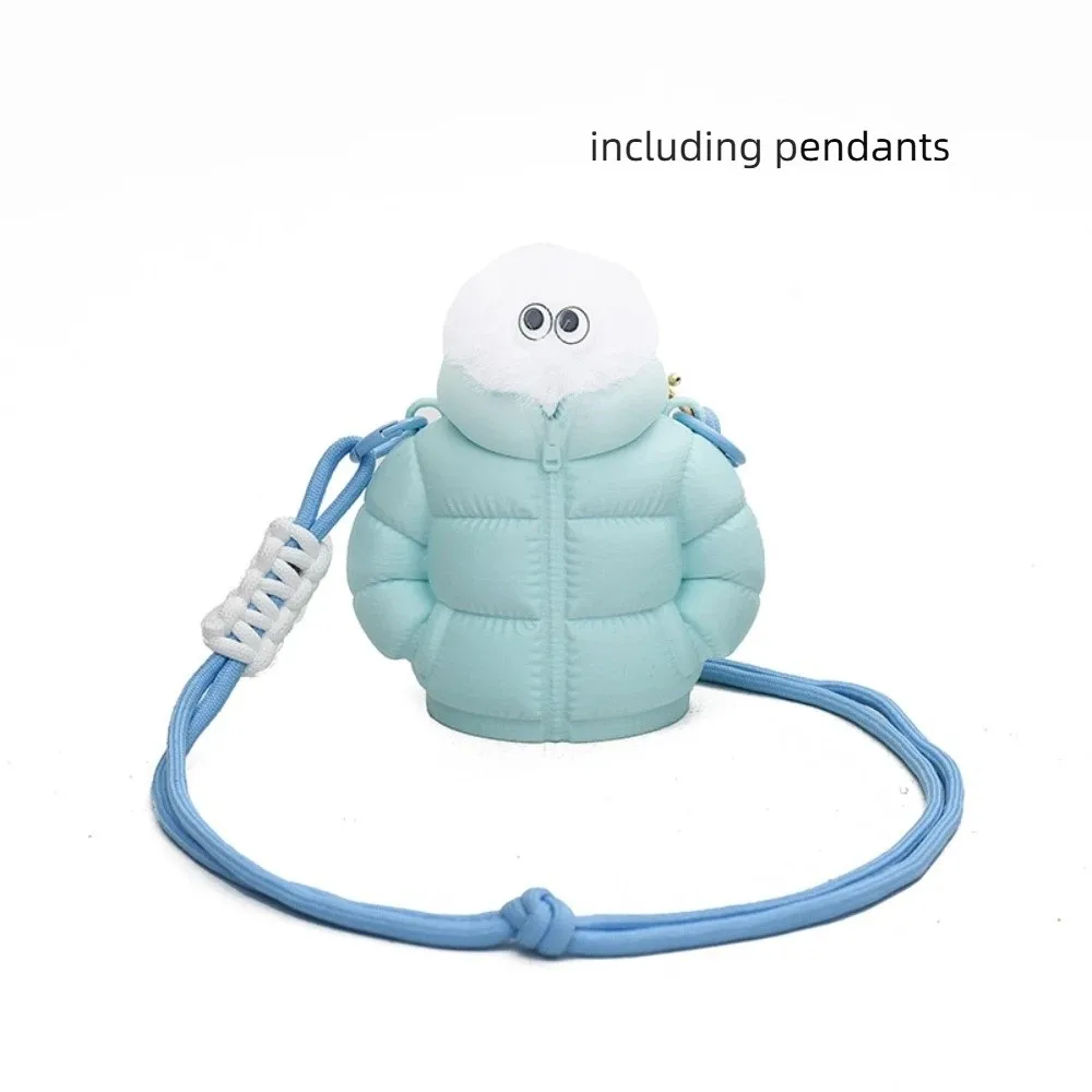 

Simple Y2K Down Jacket Crossbody Bag Cute Cartoon Mini Down Purses Bag Korean Handbag Cylindrical Bag Outdoor