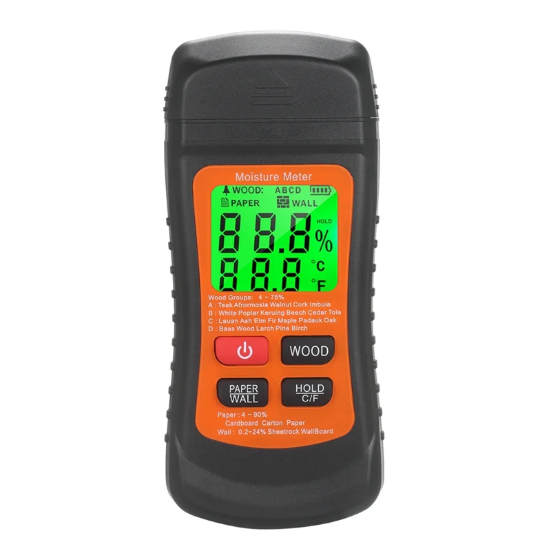 

A84Z-2 Needle Wall Cardboard Multifunctional Timber Humidity Tester Moisture Content Detector Digital Wood Moisture Meter