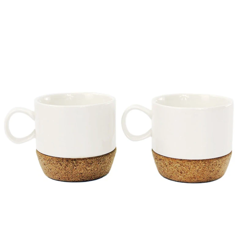 

High-end ceramic cup Coffee cup Breakfast milk cork bottom insulated drinking gift cup household items