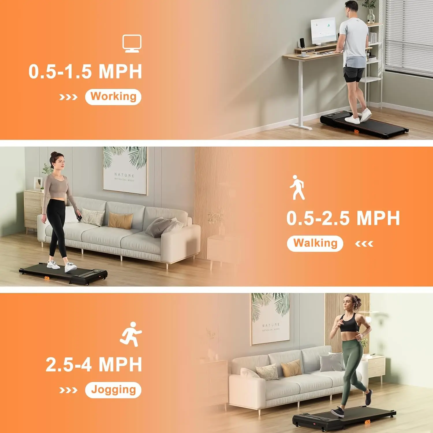 Under Desk Treadmill with 340 LBS Capacity, Remote Control, LED Display & 12 Preset Programs - Portable Walking Pad for Home and Small Office