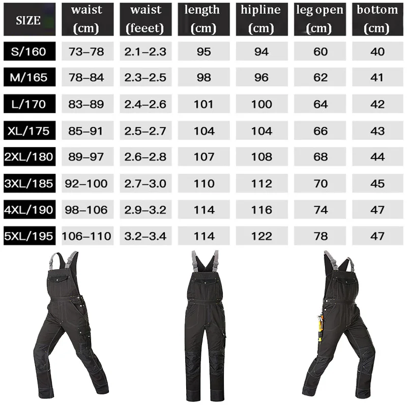 Oxford Overalls with Reflective Stripes Multi Pockets Work Overalls Men Black Reflection Hi Vis Worker Wear Repairman Clothing