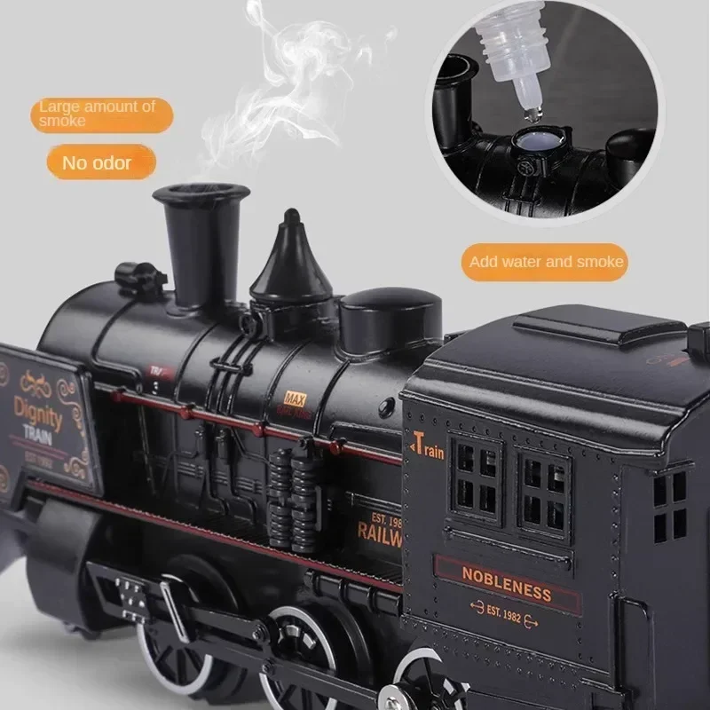 Electric Train Rail Car Simulation Retro Steam Train Model Kids High Speed Rail Toy Boy Set Classical Railway Freight Train Toy