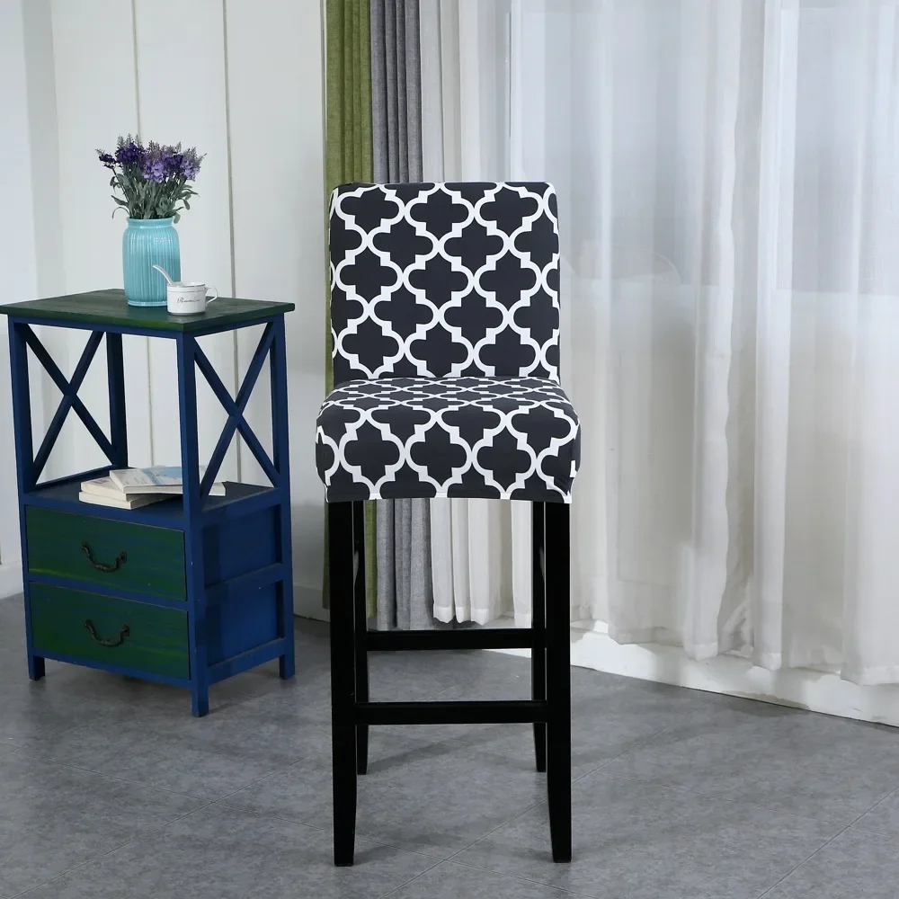 Jacquard Textured Elastic Low Back Chair Covers Spandex Removable Washable Chair Slipcovers with Anti-Splashing Leaves Design