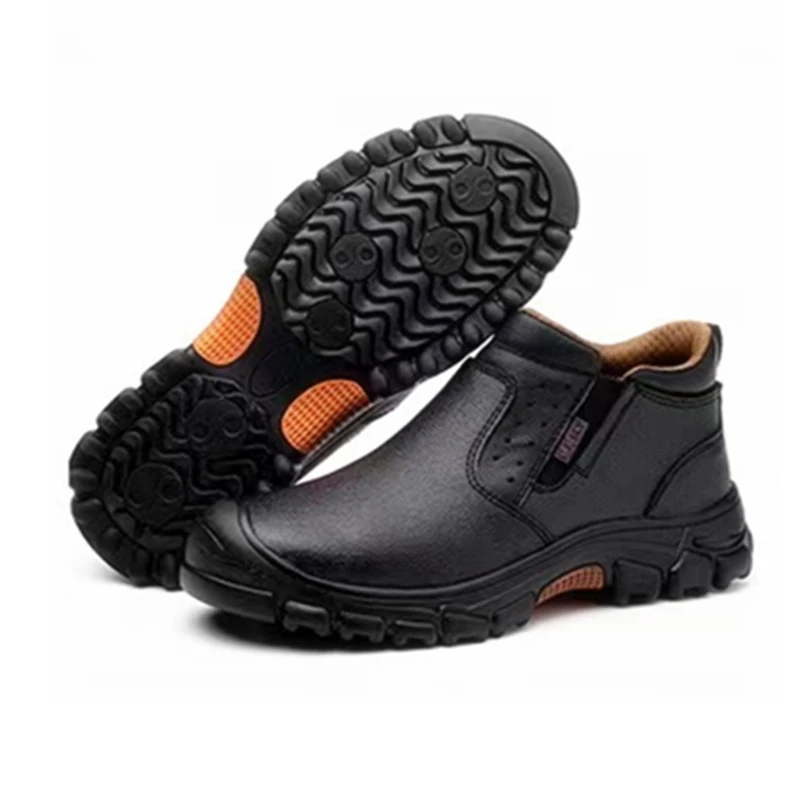 Men Leather Safety Shoes Work Anti-Scalding Industrial Shoes Waterproof Anti-Smash Anti-Puncture Steel Toe Black Men Footwear