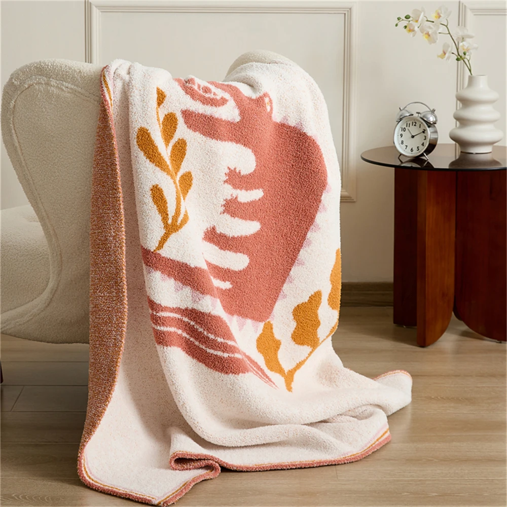 

Cartoon Knitted Blanket Portable Tapestry Shawl Sofa Cover Blankets For Bed Office Nap Portable Camping Throw Blanket Home Decor