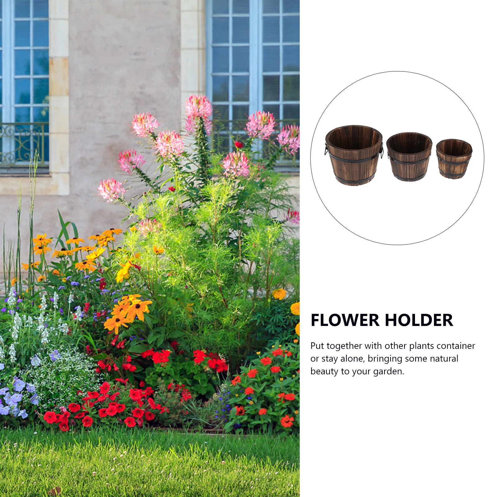 

3pcs Carbonized Flower Flower Planter Pot Sturdy Plant Holder For Indoor Outdoor Garden Home Decor Planter Container