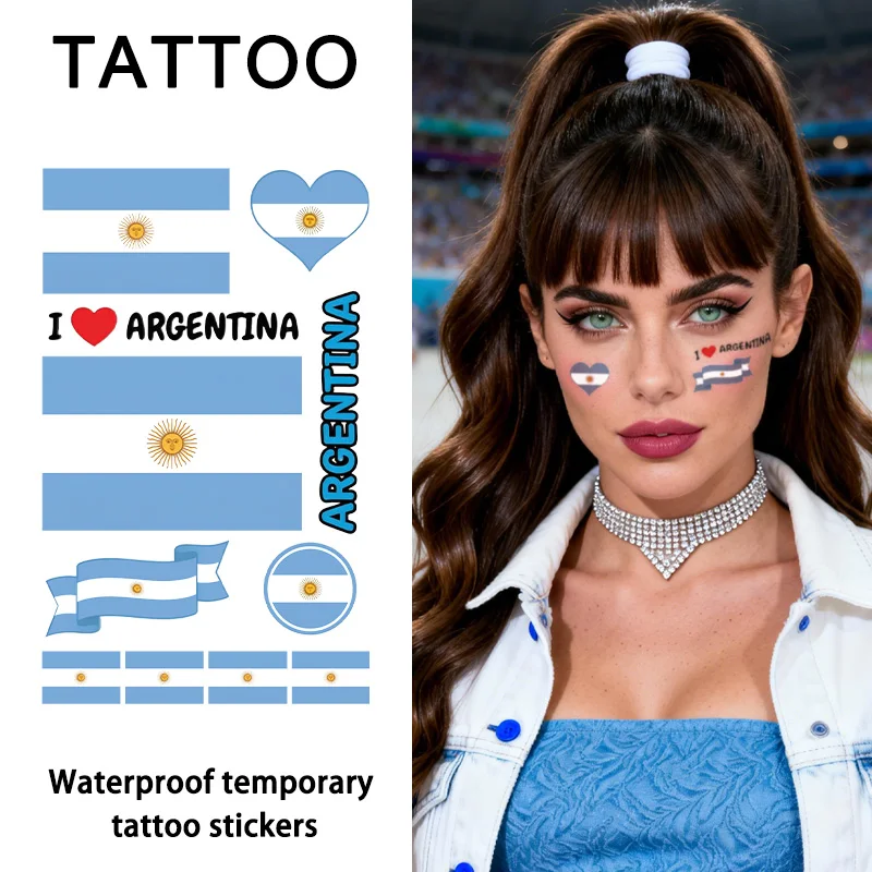 Argentina Flag Temporary Tattoo Sticker, Long-lasting and Wa