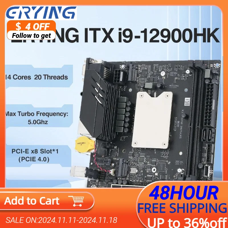 DIY Gaming Computer ERYING M-ITX DIY Desktop Motherboard with Onboard CPU Core Interposer Kit i9 12900HK  14C20T DDR4 pc gamer