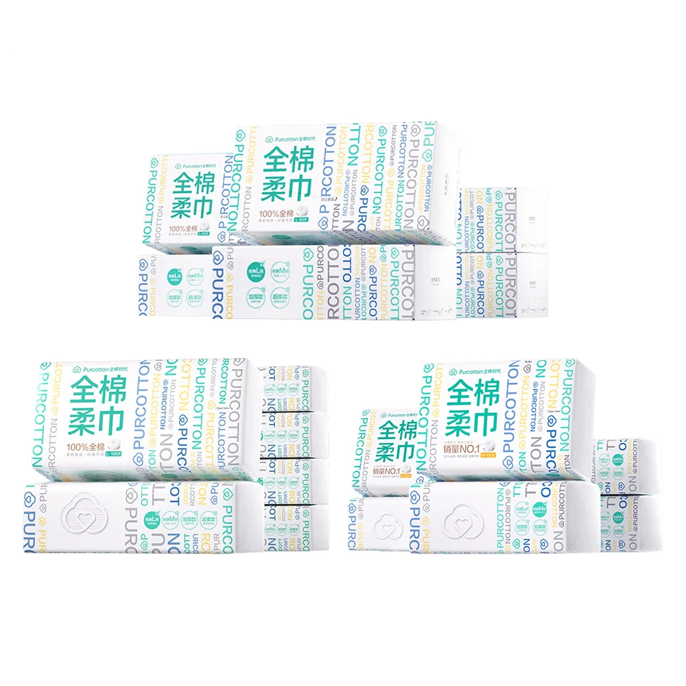 Purcotton COTTON Disposable Thick 100% Cotton Face Towel Make Up Soft Removing Wipes Dry Cleanser Towelettes For Skin Care