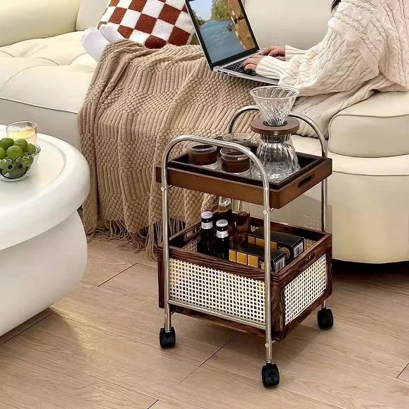 Stainless Steel Organizer Cart Bedroom Storage Carts Aesthetic Trolley Multifunctional Rack with Wheels Organizers Furniture