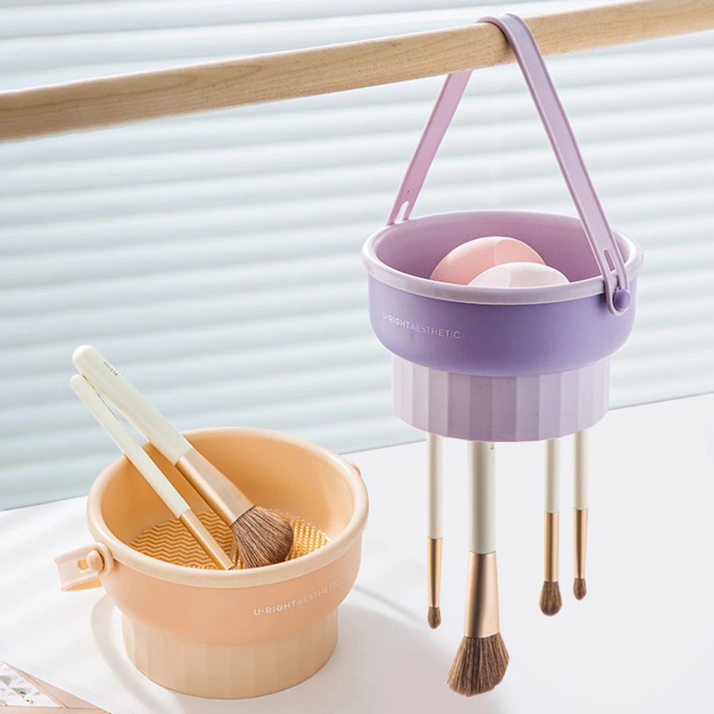 Makeup Brush Cleaning Bucket Washing And Drying Tools Beauty Makeup Powder Puff Cleaning Artifacts Drying Rack Storage Box