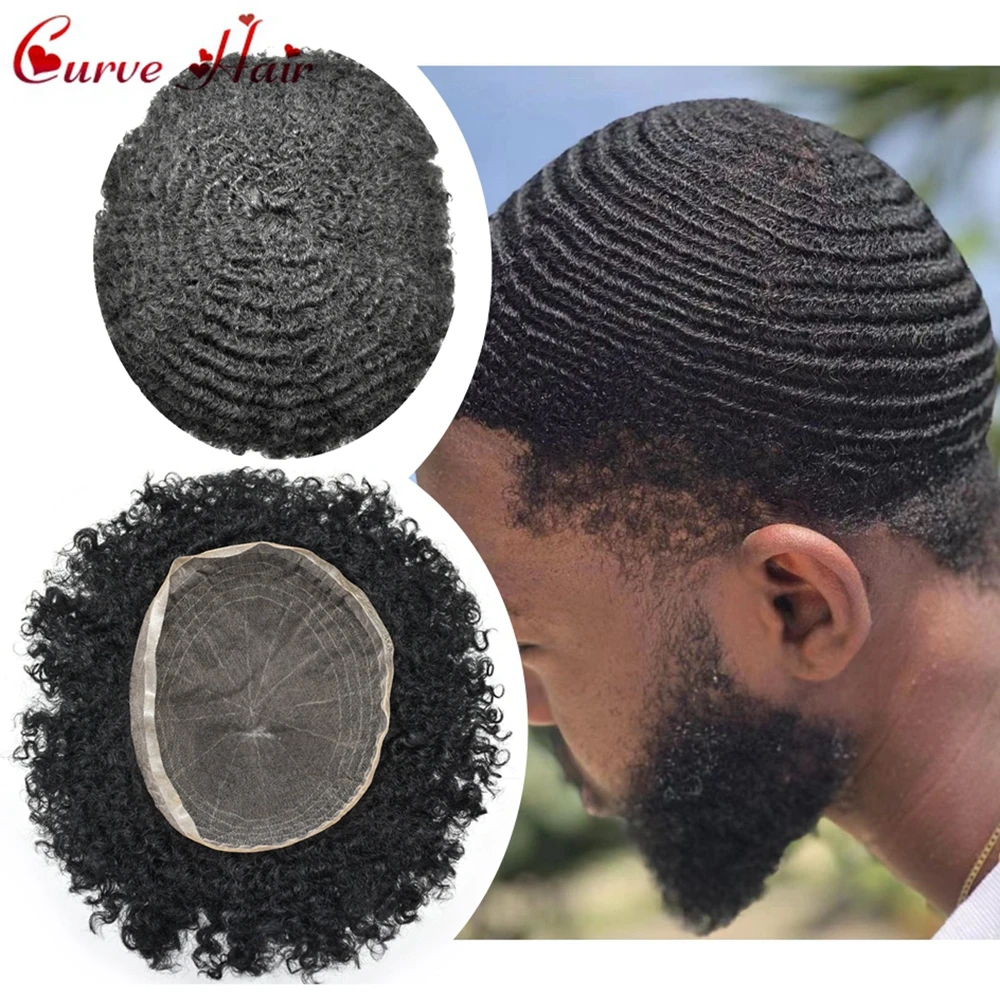 

Afro Toupee for Black Men Full Lace Mens Hairpieces African American Kinky Curly Hair Units for Men Afro Hair Replacement System