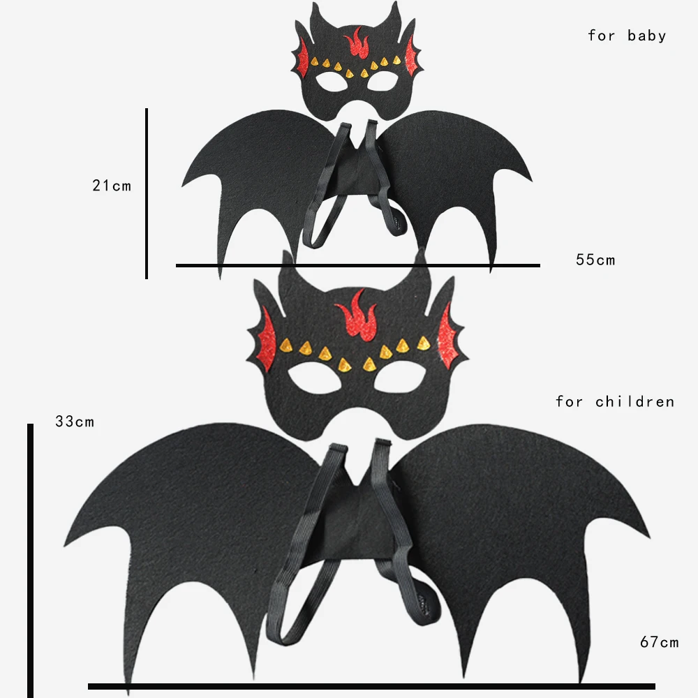 Maluch smocze skrzydło zestaw maski maskarada przebranie na Halloween karnawał Demon Cosplay dinozaur przerażający kostium 3D smocze skrzydło dla dzieci