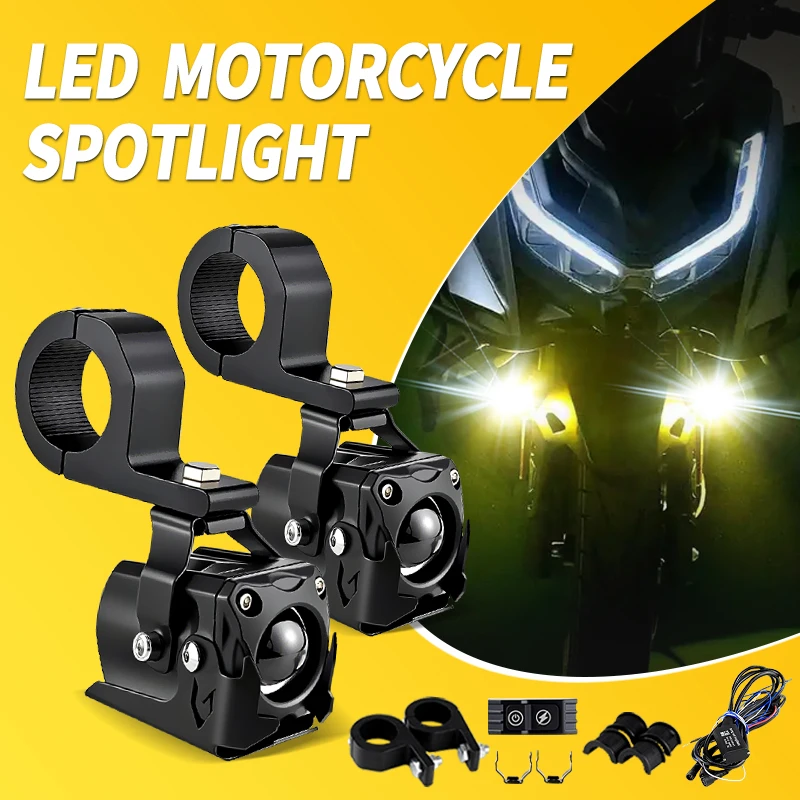 

2PCS Dual Color LED Headlight Universal For YAMAHA YZ450F YZ250F YZ 125 250 2005-2021 Auxiliary Spotlight Fog Light Amber/White
