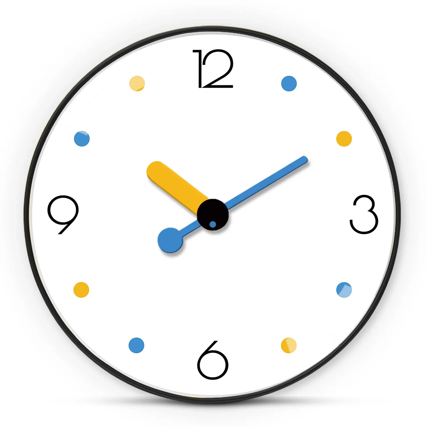 1 Horloge murale colorée simple et mignonne, horloge murale ronde silencieuse sans tic-tac de 8 à 12 pouces, horloge alimentée par batterie Aa, adaptée au salon, au bureau, à la chambre à coucher, à