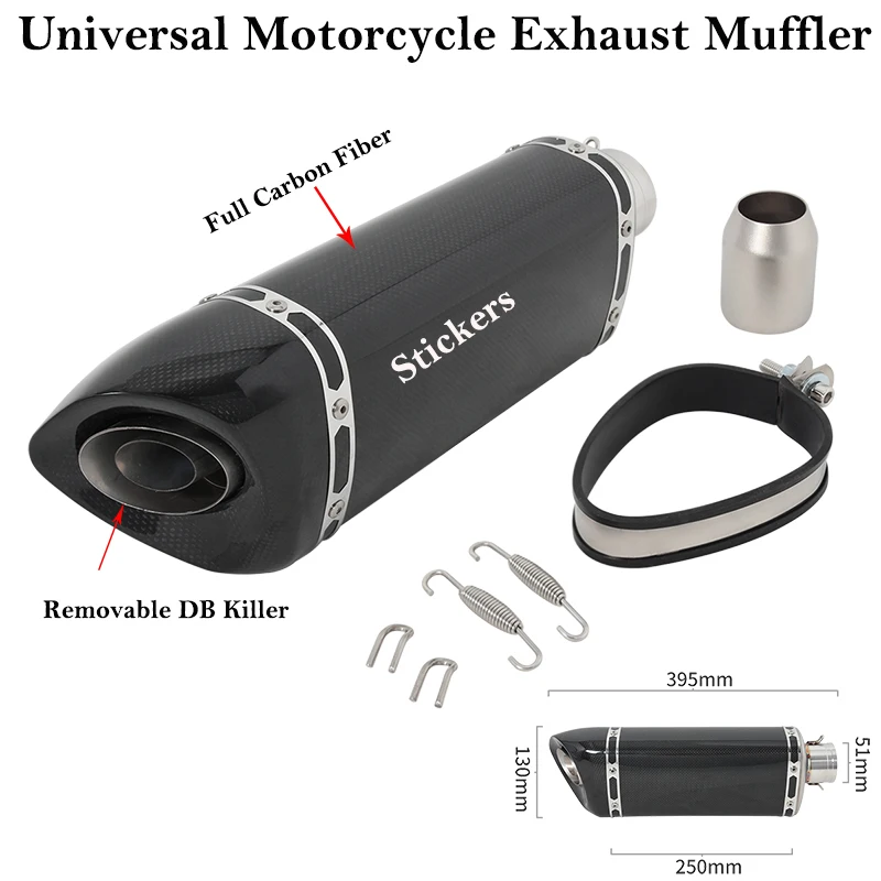 51MM Universal Motorcycle Exhaust Pipe Carbon Fiber Escape Modified Muffer DB Killer For CB500F DUKE 790 S1000RR ZX4R ZX25R MT09