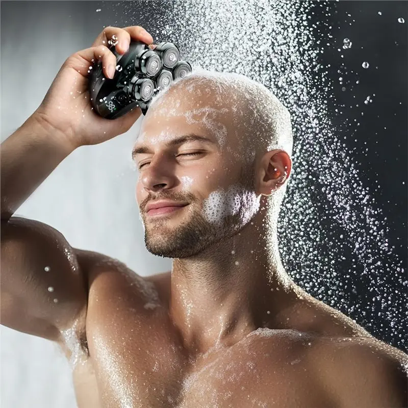 [NEW!A65Z】 For Men's 7D Floating Head Shaver With 120-Min Run Electric Trimmer, Magnetic Removable Head-Wet/Dry Shaving Function