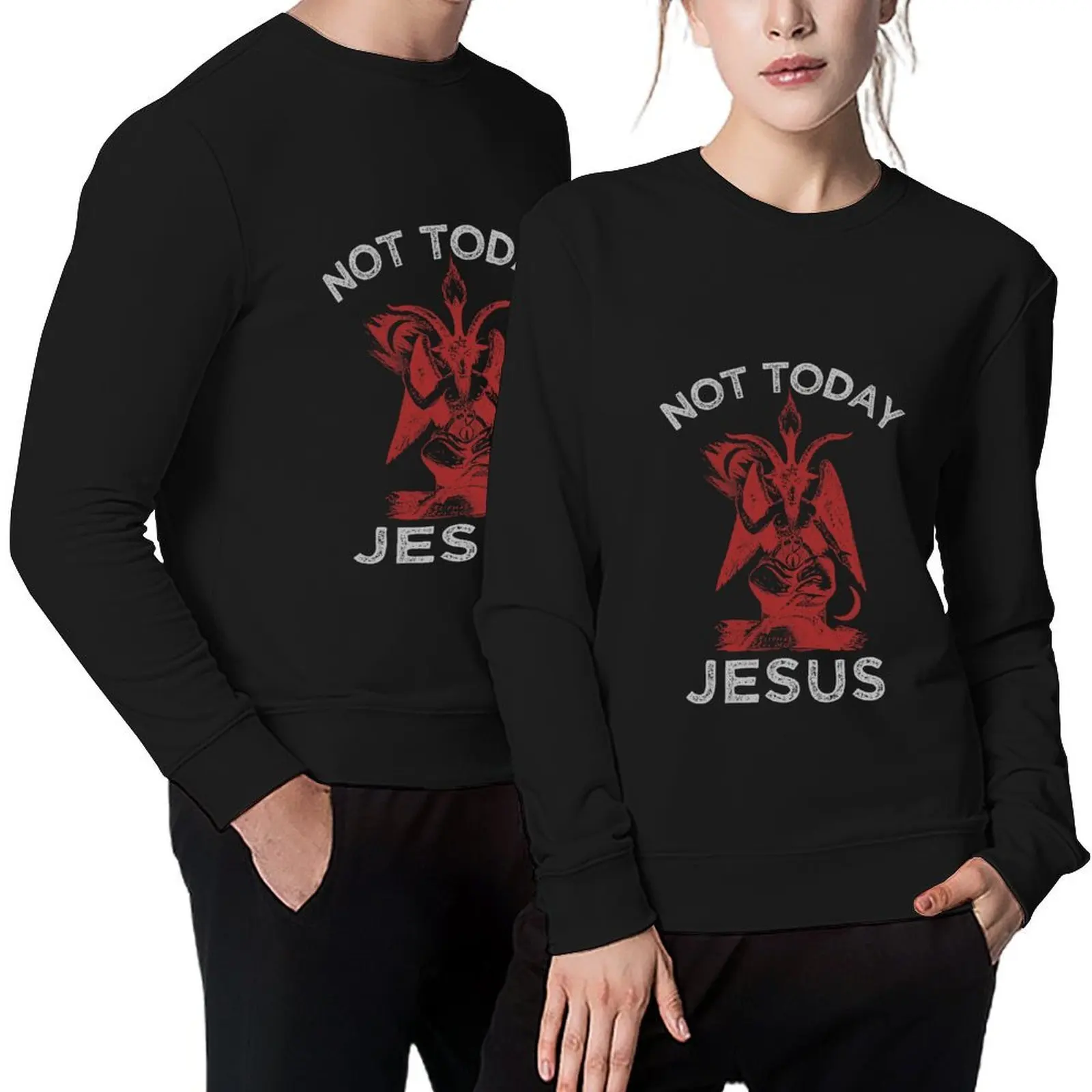 

Not Today Jesus! - Satan, Sigil of Baphomet, Funny Death Metal Parody Pullover tracksuit men men's sweatshirt