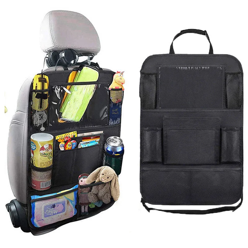 Organisateur de siège arrière de voiture pour enfants, protection anti-coup de pied, sac de rangement multi-poches pour jouets, collations et boissons