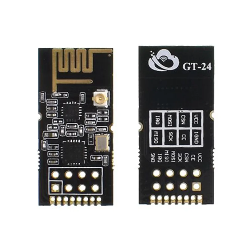 Y19A 2X NRF24L01 + 2.4G وحدة نقل البيانات اللاسلكية GT-24 2.4Ghz NRF24L01 + PA + LNA 1100 متر وحدة لاسلكية، لحام