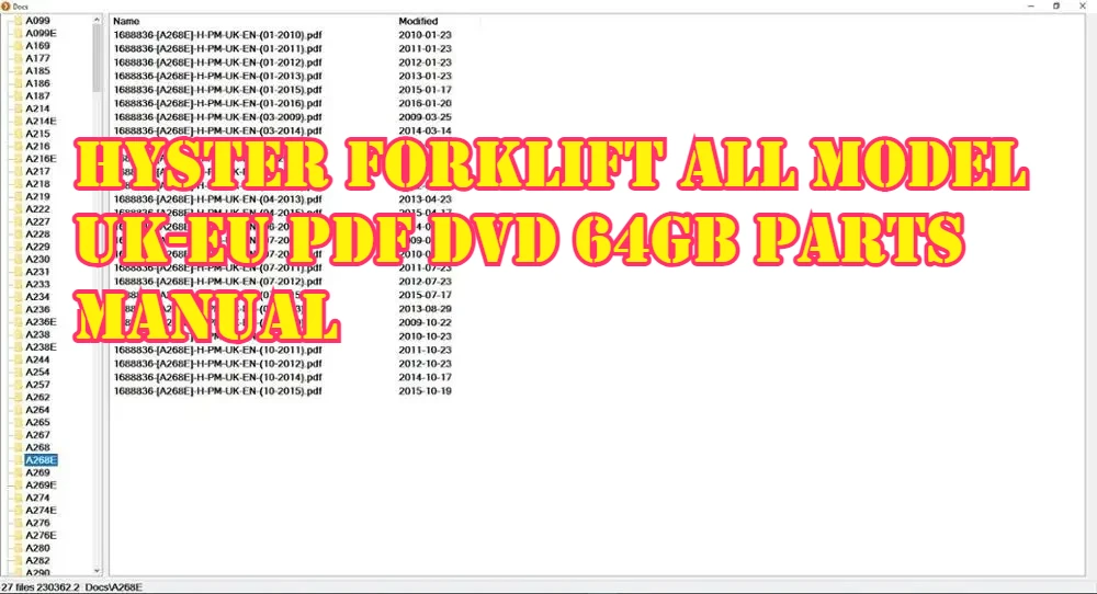 

AutoDVD2 Hyster Forklift All Model UK-EU PDF DVD 64GB Parts Manual