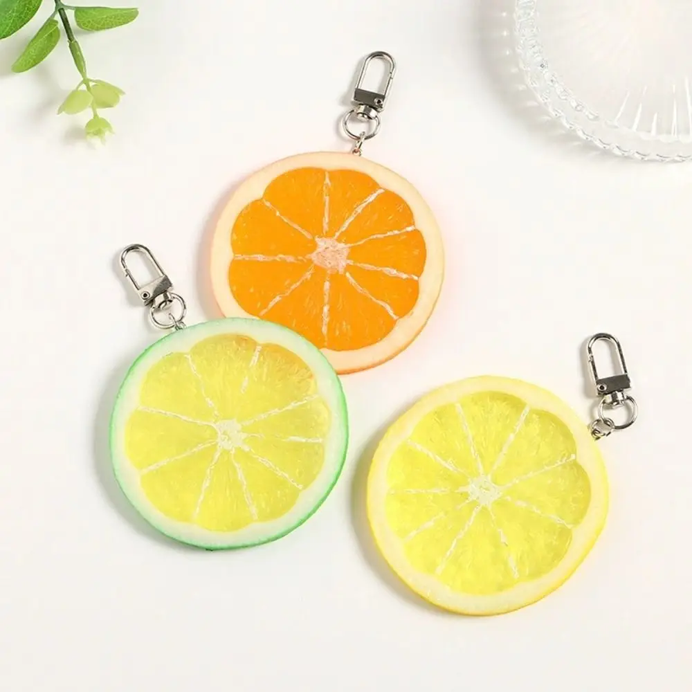 Cute Hot-dog Key Chain Creative Lemon Slice Orange Slice Model Simulation Bun Girl Heart Schoolbag Pendant Ornaments Gift