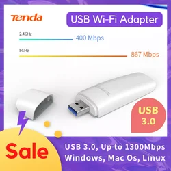 Tenda U12 Wifi USB Adapter 4G WIFI Dongle Dual Band AC1300 Wi-Fi Network Card 2.4G/5GHz USB 3.0 Adapter Card For Windows MAC PC