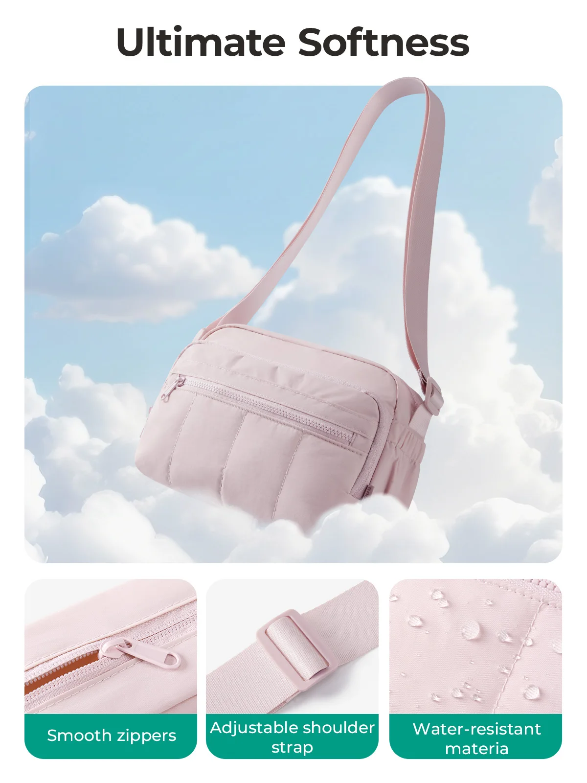 BAGSMART Damen Hobo-Tasche, College-Umhängetasche, große Kapazität, lässige Handtasche, wasserdicht, leicht, Umhängetasche für den täglichen Gebrauch auf Reisen – Detail 6