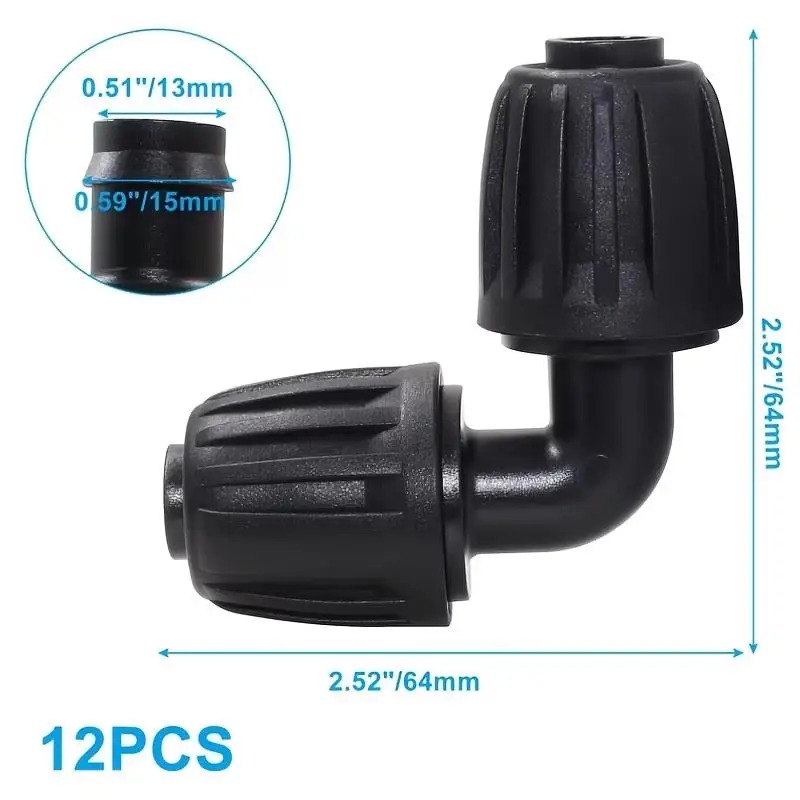 1/2-inch Drip Irrigation Fitting Elbow Connector, Anti-drip Lock Nut Barbed Elbow Connector, Reusable Irrigation Parts