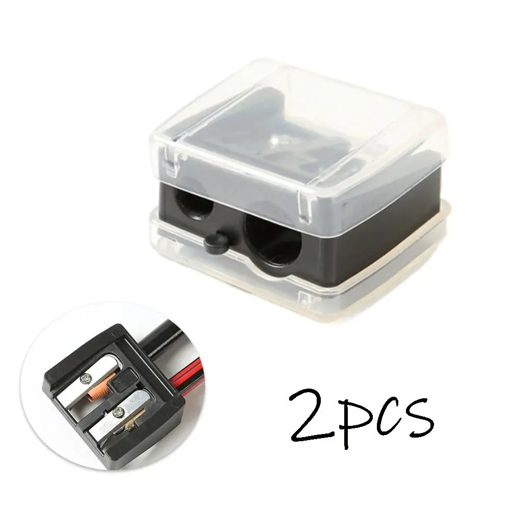Sacapuntas de lápiz cosmético de moda, sacapuntas de lápiz delineador de ojos portátil de 2 agujeros, Mini sacapuntas de cejas negro