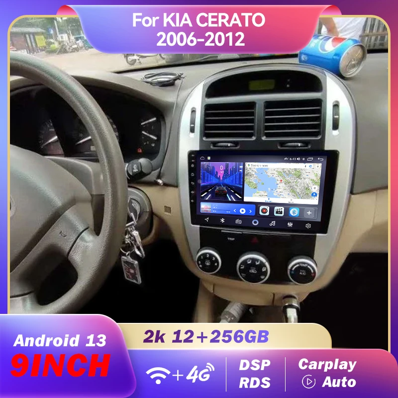 9inch Car Radio Automotivo Multimedia For KIA CERATO 2006-2012 Screen Radio With Carplay Navigation WiFi / 4G GPS Android 12