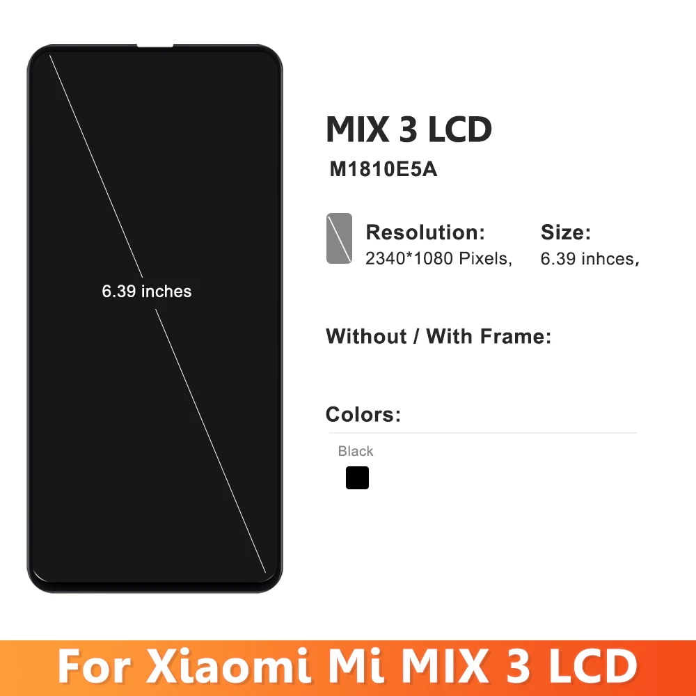 OEM 100% Test Screen for Xiaomi Mi Mix 3 M1810E5A Lcd Display Touch Screen Assembly Replacement for Xiaomi Mi Mix3 With Frame