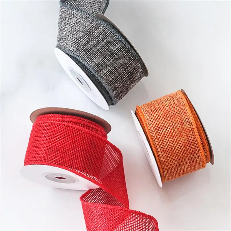 4.5M/Roll Crafts Ribbon Wrapping Material DIY Fabric Ribbon Burlap Ribbon With Wired Edge Christmas Gift Packing Bows