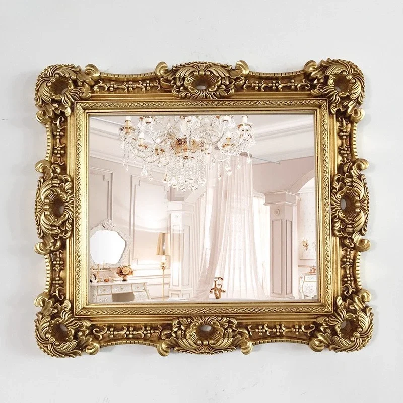

yj19 European Style Wall-Mounted Bathroom Vanity Square Mirror Makeup Beauty Salon Store Wall Decorative Mirror Frame