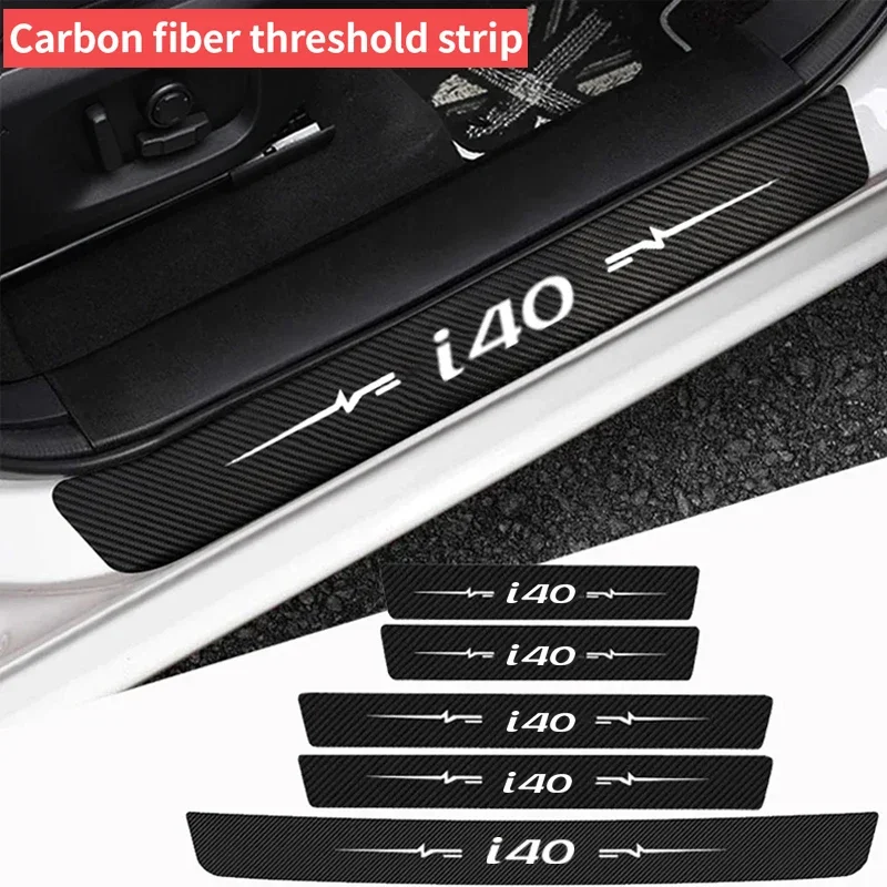 Car Door Sill Protector Stickers Threshold Strips for Hyundai i40 Badge Trunk Door Bumper Guards Protective Strips Accessories