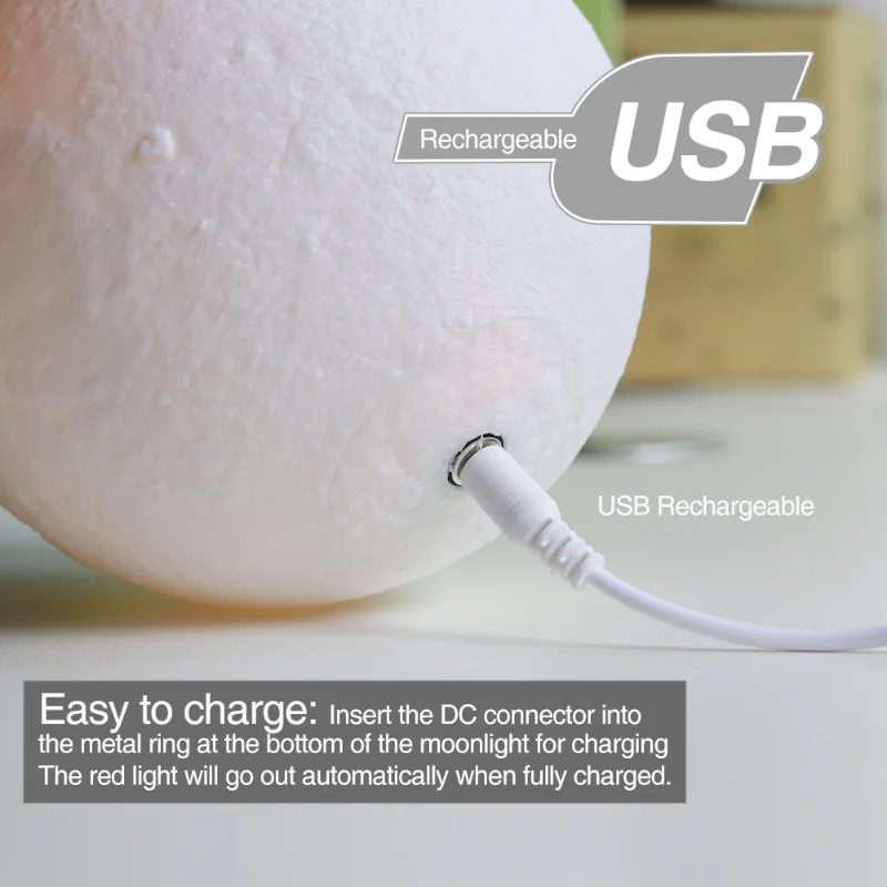 RGB LED Moon Lamp 3D LED Night Light USB Rechargeable 16 Color Moon Light Touch Sensor Lamp Dimmable Bedroom Decoration Lighting