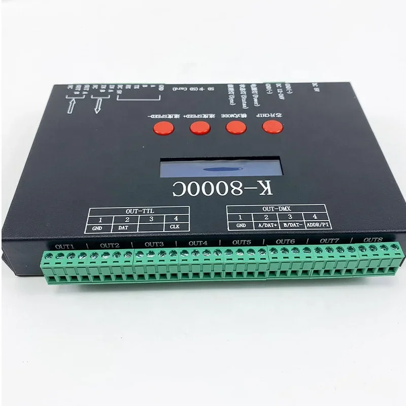 K-8000C K8000C 8 Ports Output Programmable RGB Pixel Strip LED Controller for SPI DMX LED Strip Light
