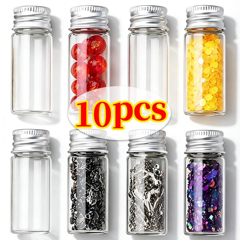 Clear Glass Sample Bottles with Aluminum Screw Lids Airtight Mini Vials Leak Proof Empty Small Jars for Powders Spices Essential