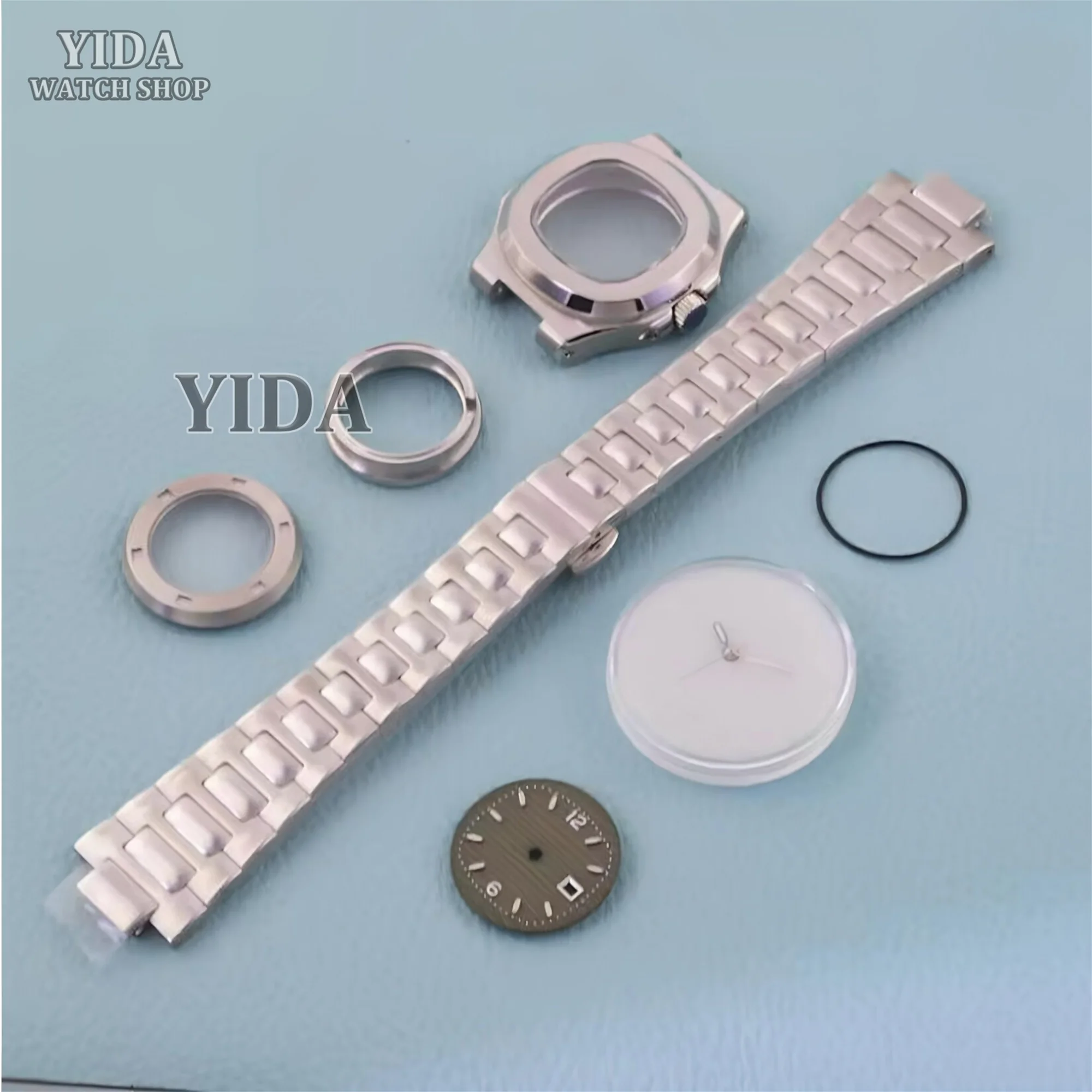 

NH05 Watch Case Strap Dial Hands 20mm Stainless Steel Bracelet Sapphire Glass Case for Nautilus NH05 NH06 Movement Replacements