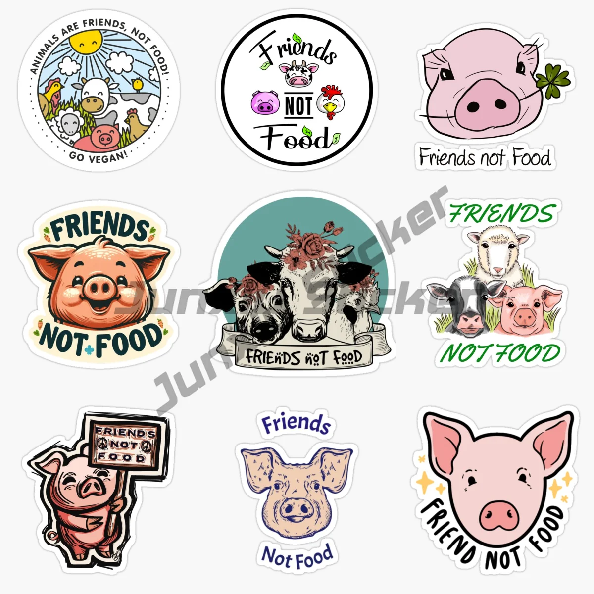 

Креативная виниловая самоклеящаяся водонепроницаемая наклейка с мультяшными персонажами «ДРУГИ, А НЕ ЕДА», креативный стикер для украшения автомобиля