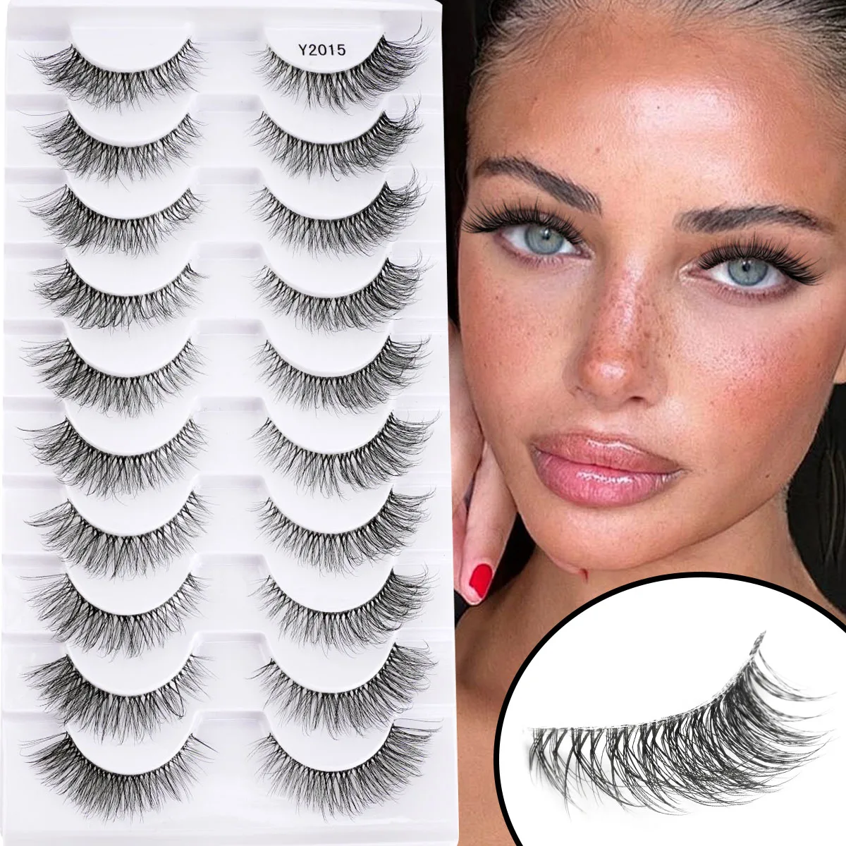 YSDO False Eyelashes 10 Pairs Strip Dramatic Fake Lashes Natural Long Mink Lashes Full Eye yelash Extension Makeup Faux Cils