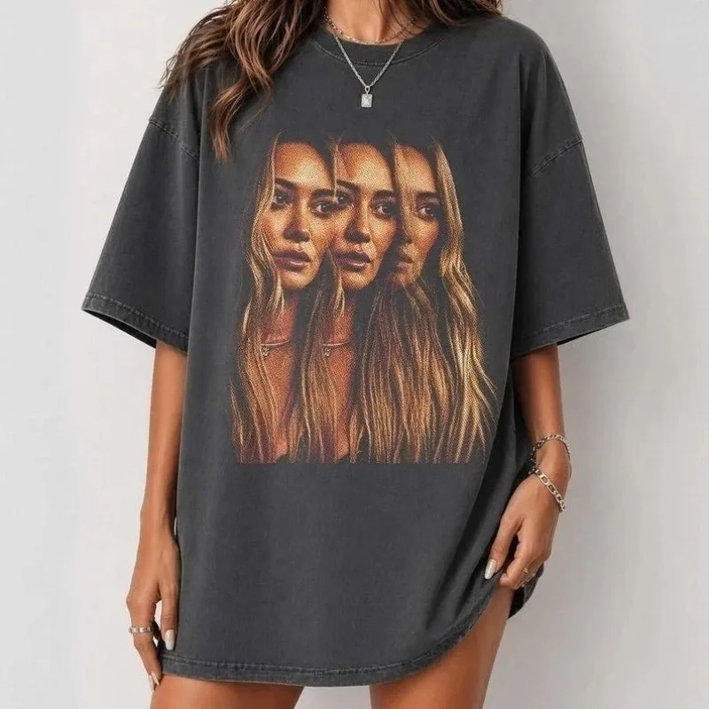 Camiseta de Hombre Hillary Duff 2026 Lucky Tour, Nueva Camiseta Casual Unisex de Verano