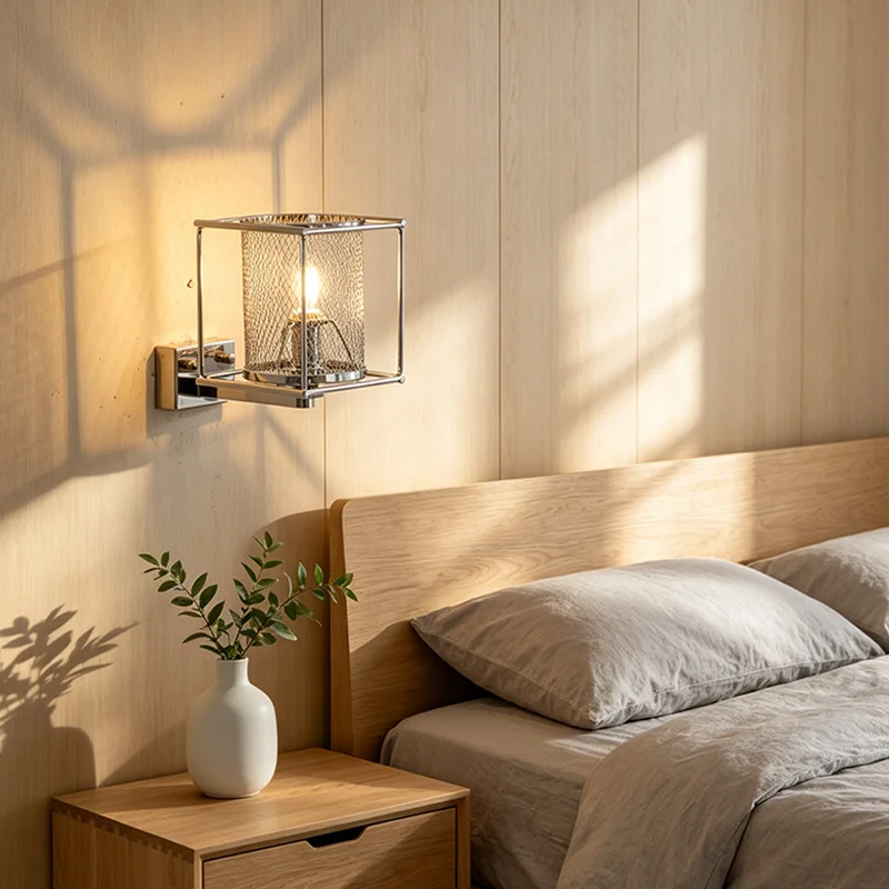 

Industrial Iron Mesh Home Decro LED Wall Sconce E14 Lighting Fixture Luxury Wall Lamp for Bedroom Bathroom Living Room Corridor